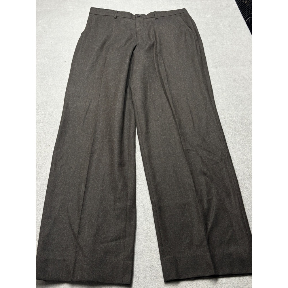 Armani Collezioni Mens 34R Dark Brown Wide Leg Dress Pants Made in Italy